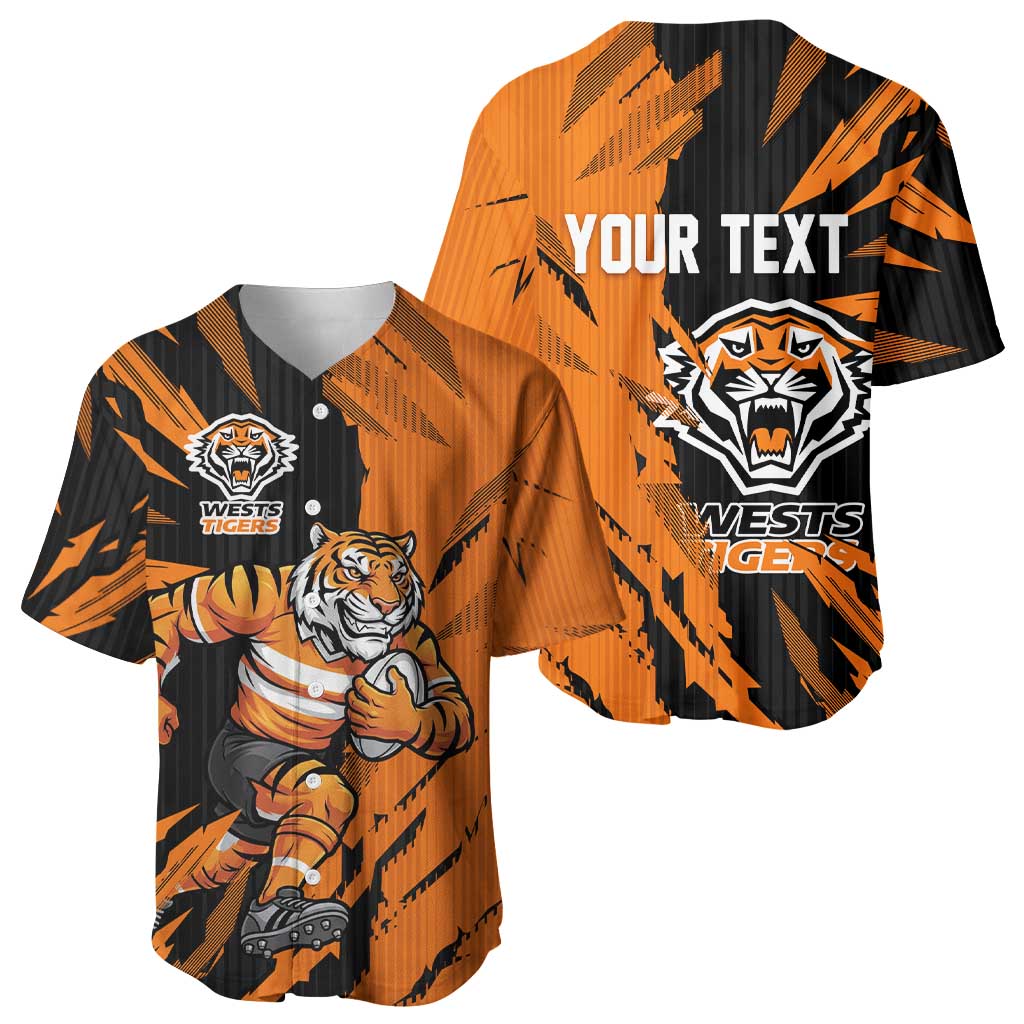 Personalized Wests Tigers Baseball Jersey Dynamic Lightning Mascot Rugby Australia