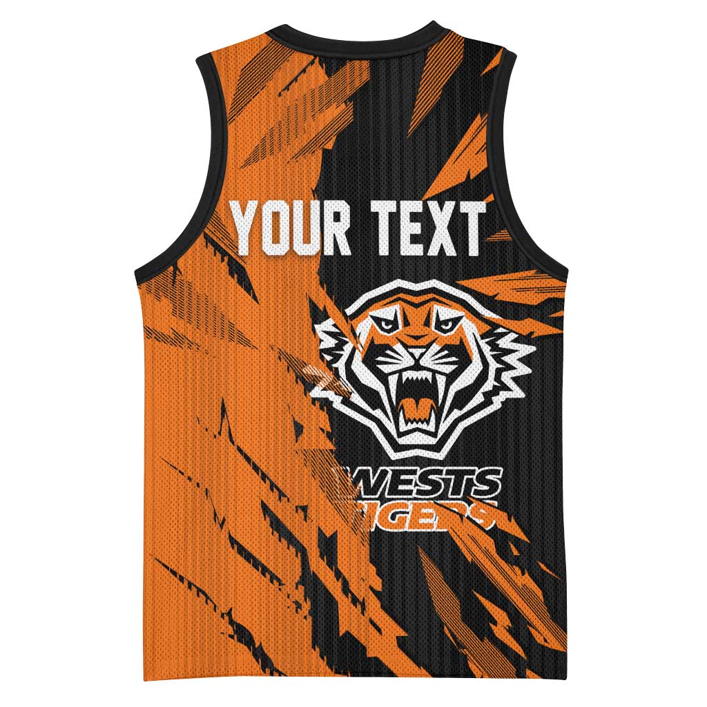 Personalized Wests Tigers Basketball Jersey Dynamic Lightning Mascot Rugby Australia