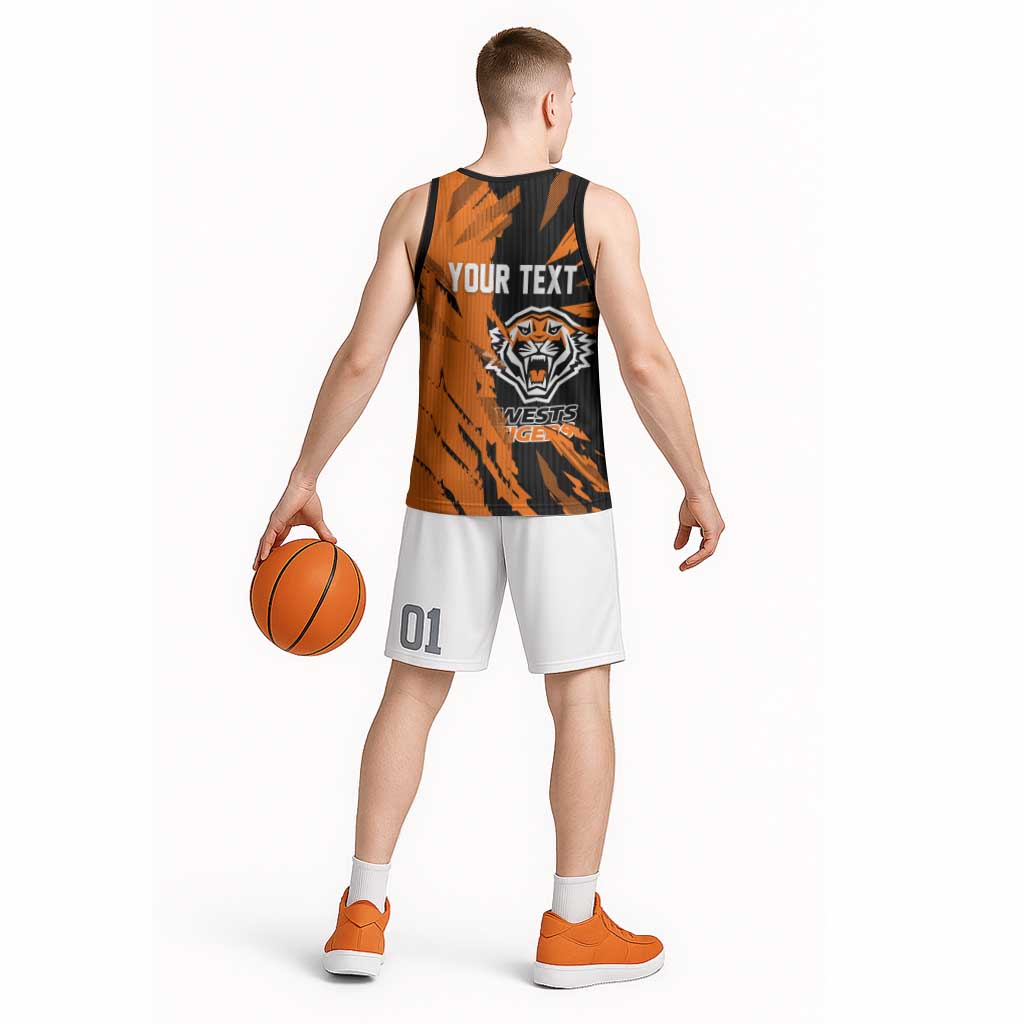 Personalized Wests Tigers Basketball Jersey Dynamic Lightning Mascot Rugby Australia