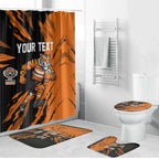 Personalized Wests Tigers Bathroom Set Dynamic Lightning Mascot Rugby Australia
