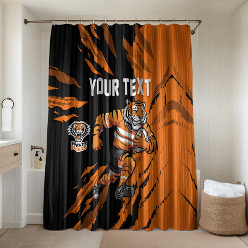 Personalized Wests Tigers Bathroom Set Dynamic Lightning Mascot Rugby Australia
