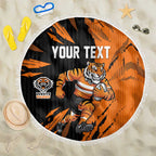 Personalized Wests Tigers Beach Blanket Dynamic Lightning Mascot Rugby Australia