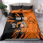 Personalized Wests Tigers Bedding Set Dynamic Lightning Mascot Rugby Australia