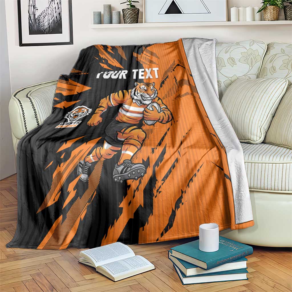 Personalized Wests Tigers Blanket Dynamic Lightning Mascot Rugby Australia
