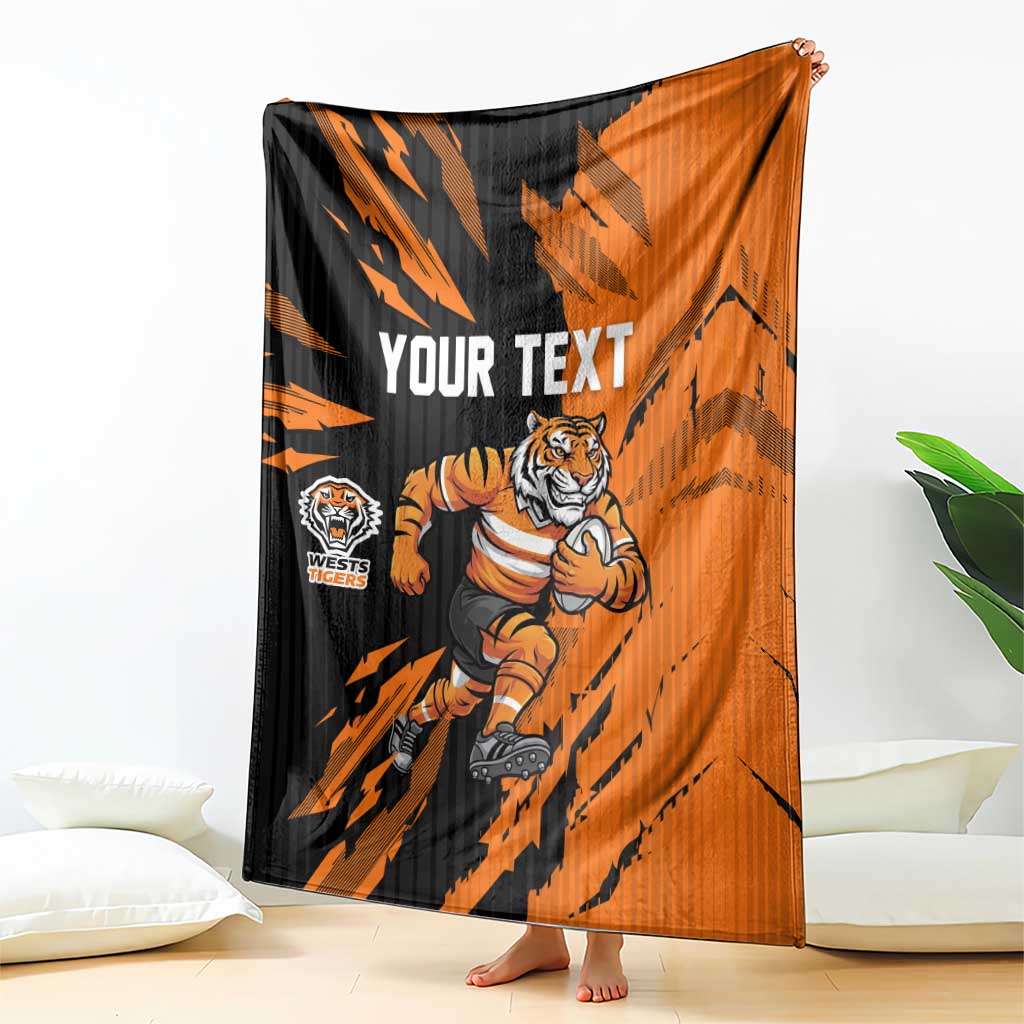 Personalized Wests Tigers Blanket Dynamic Lightning Mascot Rugby Australia