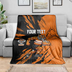 Personalized Wests Tigers Blanket Dynamic Lightning Mascot Rugby Australia