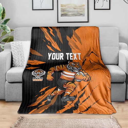 Personalized Wests Tigers Blanket Dynamic Lightning Mascot Rugby Australia