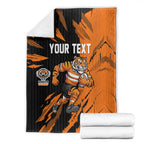Personalized Wests Tigers Blanket Dynamic Lightning Mascot Rugby Australia