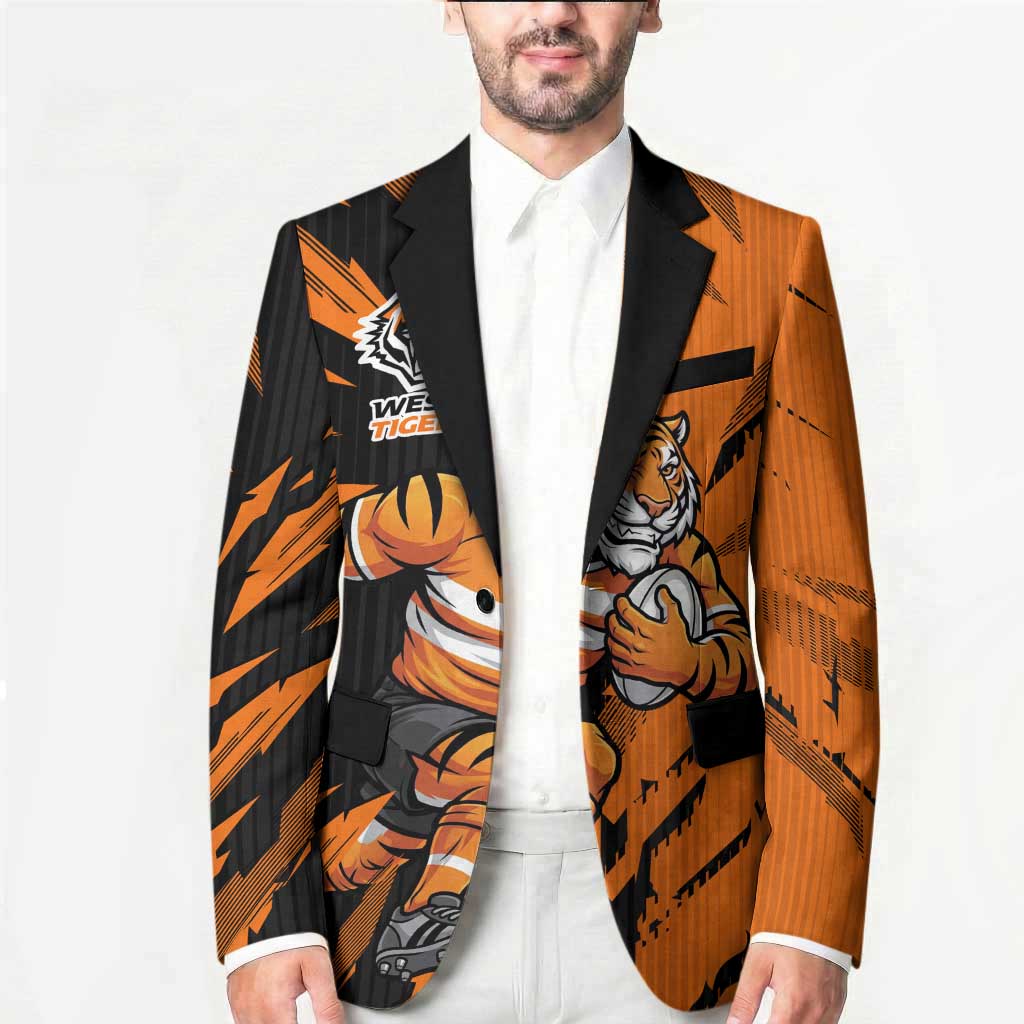 Personalized Wests Tigers Blazer Dynamic Lightning Mascot Rugby Australia