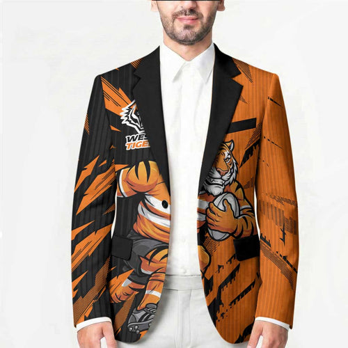 Personalized Wests Tigers Blazer Dynamic Lightning Mascot Rugby Australia