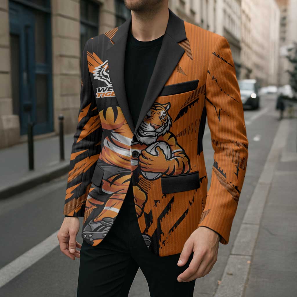 Personalized Wests Tigers Blazer Dynamic Lightning Mascot Rugby Australia