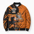 Personalized Wests Tigers Bomber Puffer Jacket Dynamic Lightning Mascot Rugby Australia