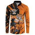 Personalized Wests Tigers Button Sweatshirt Dynamic Lightning Mascot Rugby Australia