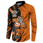 Personalized Wests Tigers Button Sweatshirt Dynamic Lightning Mascot Rugby Australia