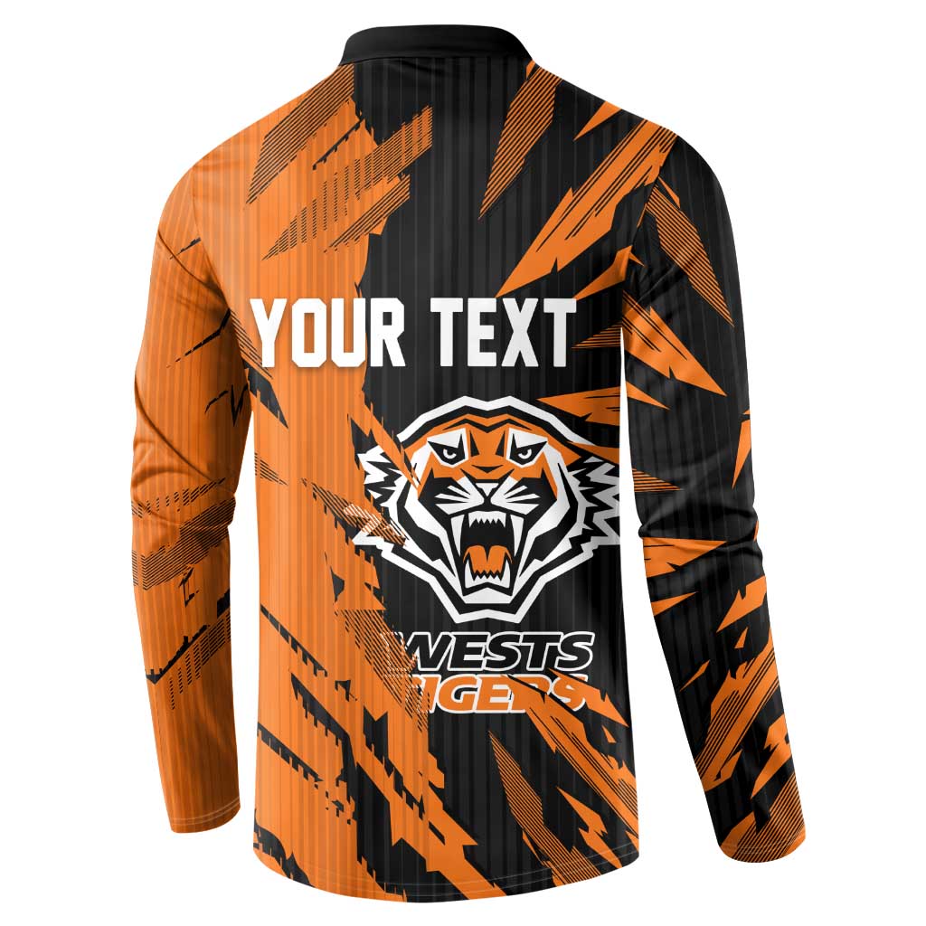 Personalized Wests Tigers Button Sweatshirt Dynamic Lightning Mascot Rugby Australia