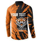 Personalized Wests Tigers Button Sweatshirt Dynamic Lightning Mascot Rugby Australia