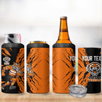Personalized Wests Tigers 4 in 1 Can Cooler Tumbler Dynamic Lightning Mascot Rugby Australia