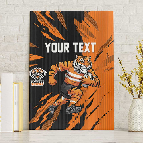 Personalized Wests Tigers Canvas Wall Art Dynamic Lightning Mascot Rugby Australia