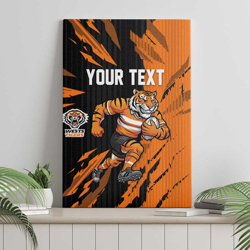 Personalized Wests Tigers Canvas Wall Art Dynamic Lightning Mascot Rugby Australia