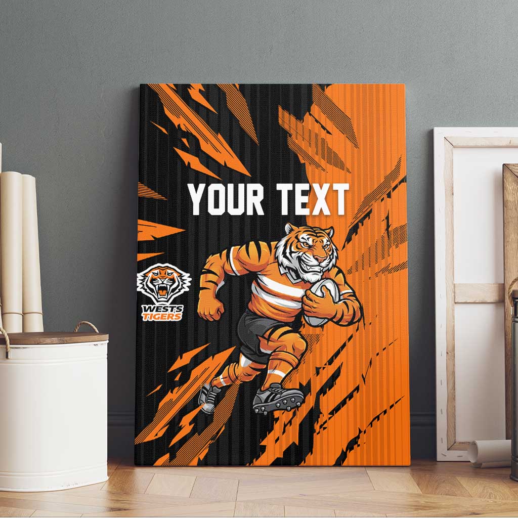 Personalized Wests Tigers Canvas Wall Art Dynamic Lightning Mascot Rugby Australia