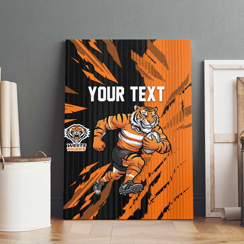 Personalized Wests Tigers Canvas Wall Art Dynamic Lightning Mascot Rugby Australia