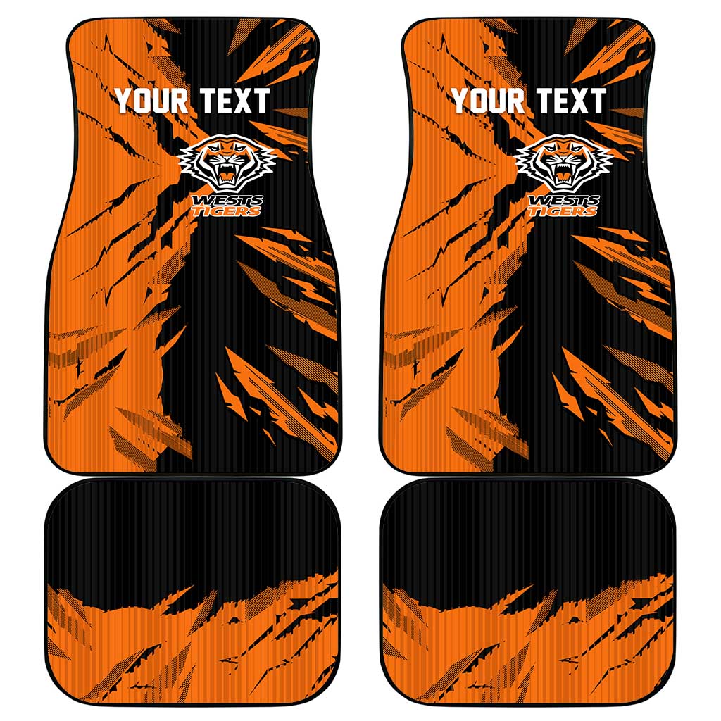 Personalized Wests Tigers Car Mats Dynamic Lightning Mascot Rugby Australia