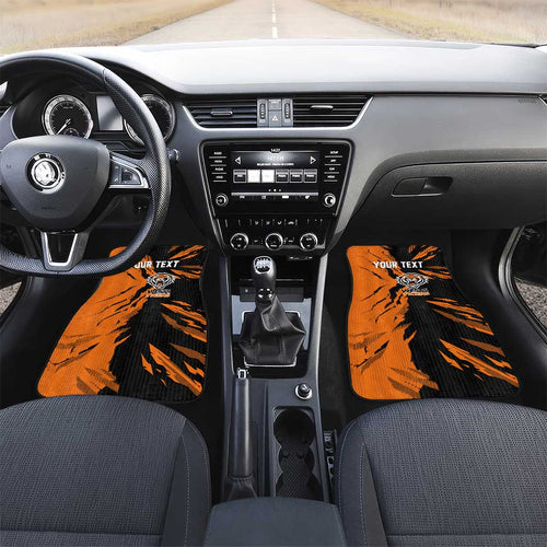 Personalized Wests Tigers Car Mats Dynamic Lightning Mascot Rugby Australia