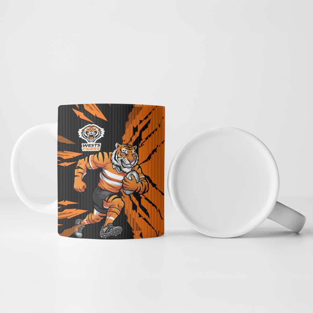 Personalized Wests Tigers Ceramic Mug Dynamic Lightning Mascot Rugby Australia