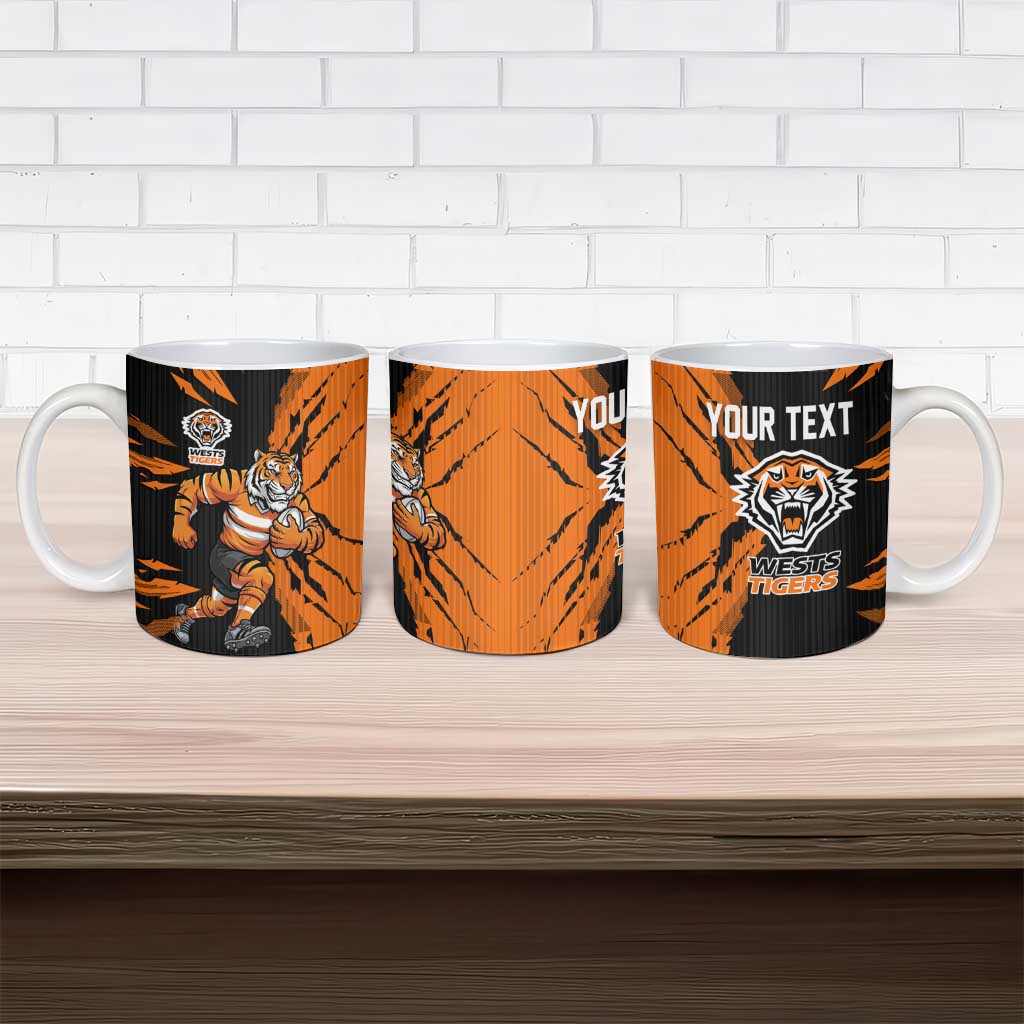 Personalized Wests Tigers Ceramic Mug Dynamic Lightning Mascot Rugby Australia