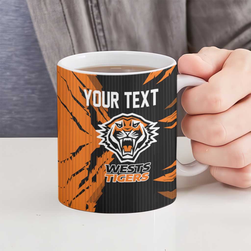 Personalized Wests Tigers Ceramic Mug Dynamic Lightning Mascot Rugby Australia