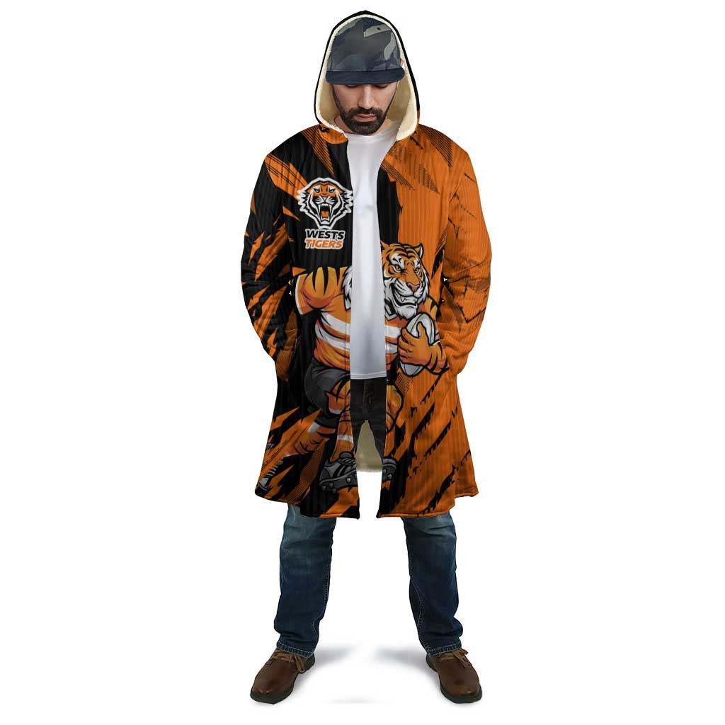 Personalized Wests Tigers Cloak Dynamic Lightning Mascot Rugby Australia