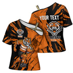 Personalized Wests Tigers Cross Shoulder Shirt Dynamic Lightning Mascot Rugby Australia
