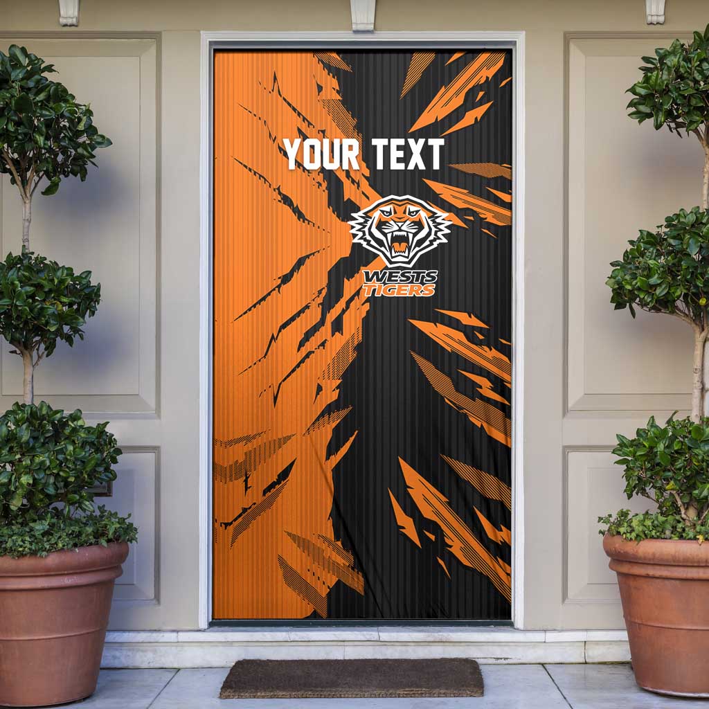 Personalized Wests Tigers Door Cover Dynamic Lightning Mascot Rugby Australia