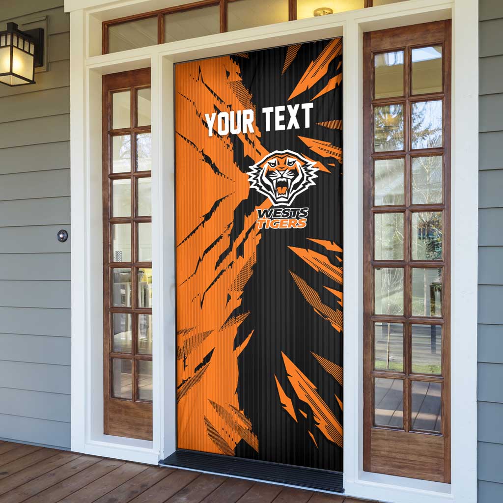 Personalized Wests Tigers Door Cover Dynamic Lightning Mascot Rugby Australia