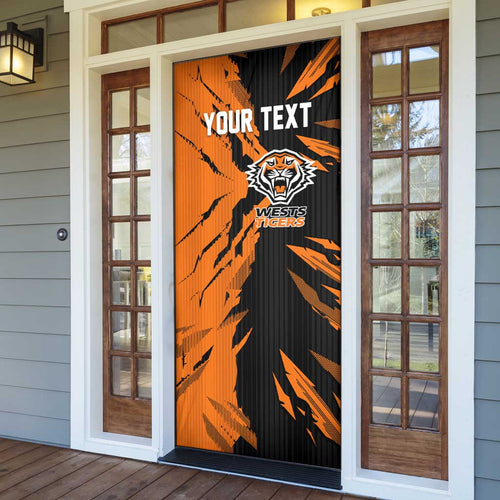 Personalized Wests Tigers Door Cover Dynamic Lightning Mascot Rugby Australia