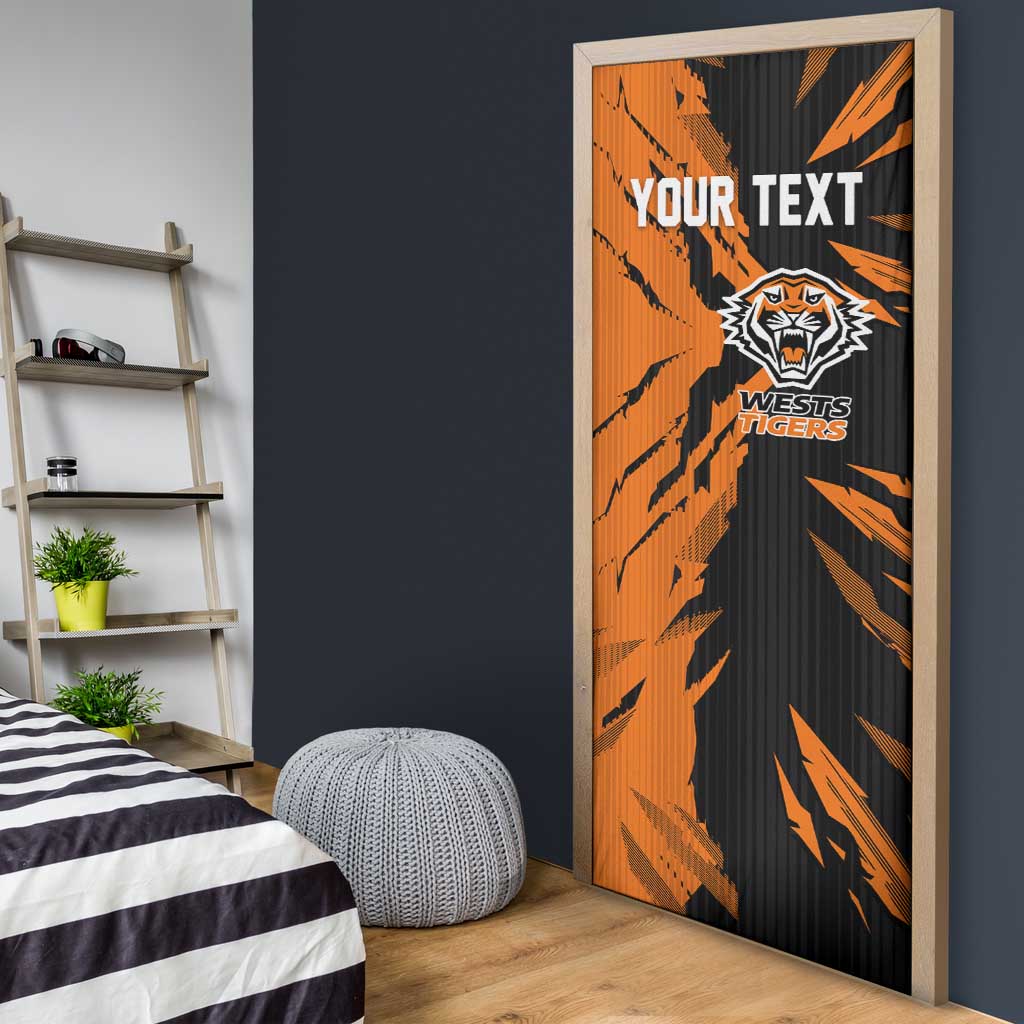 Personalized Wests Tigers Door Cover Dynamic Lightning Mascot Rugby Australia
