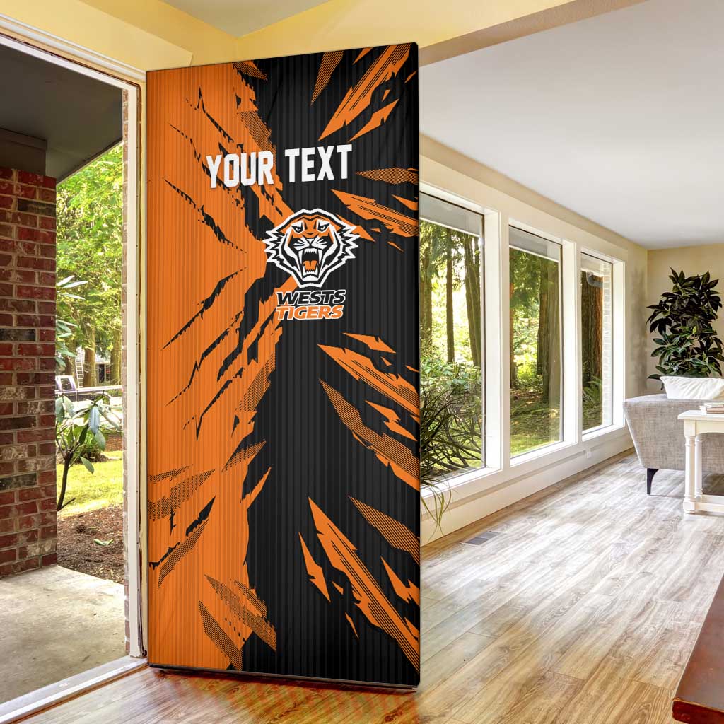 Personalized Wests Tigers Door Cover Dynamic Lightning Mascot Rugby Australia