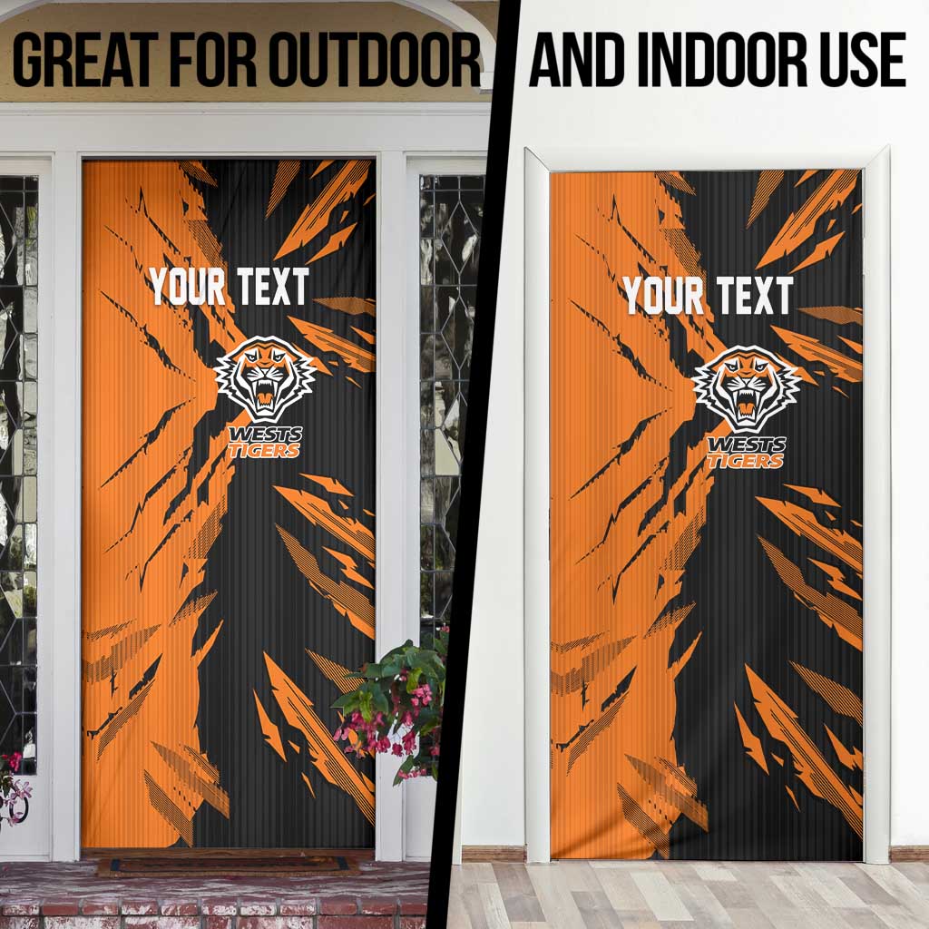 Personalized Wests Tigers Door Cover Dynamic Lightning Mascot Rugby Australia
