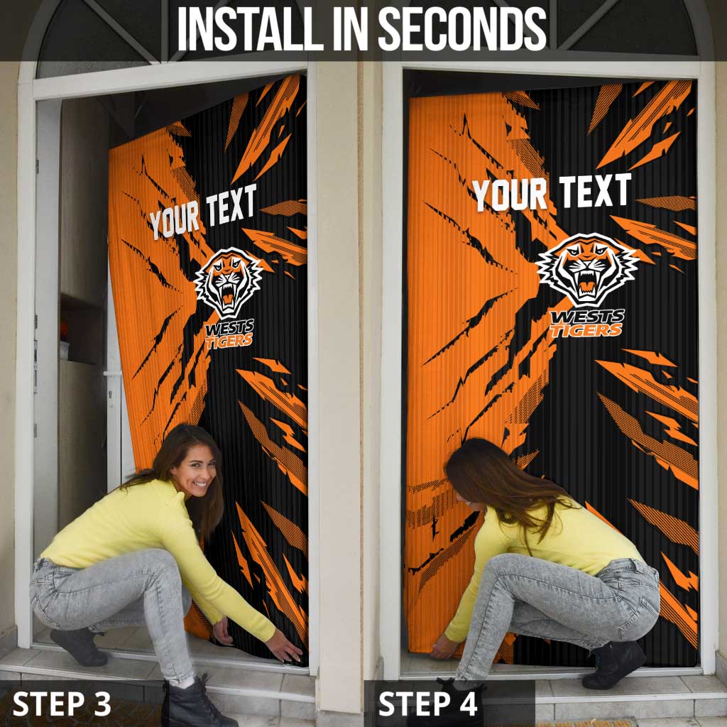 Personalized Wests Tigers Door Cover Dynamic Lightning Mascot Rugby Australia