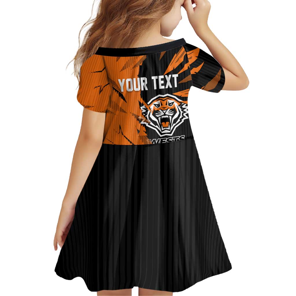 Personalized Wests Tigers Family Matching Off The Shoulder Long Sleeve Dress and Hawaiian Shirt Dynamic Lightning Mascot Rugby Australia