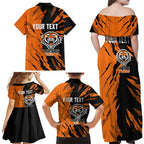 Personalized Wests Tigers Family Matching Off Shoulder Maxi Dress and Hawaiian Shirt Dynamic Lightning Mascot Rugby Australia