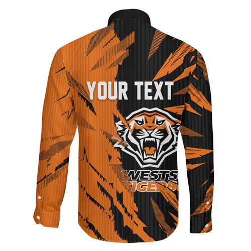 Personalized Wests Tigers Family Matching Off Shoulder Short Dress and Hawaiian Shirt Dynamic Lightning Mascot Rugby Australia