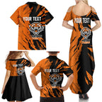 Personalized Wests Tigers Family Matching Summer Maxi Dress and Hawaiian Shirt Dynamic Lightning Mascot Rugby Australia