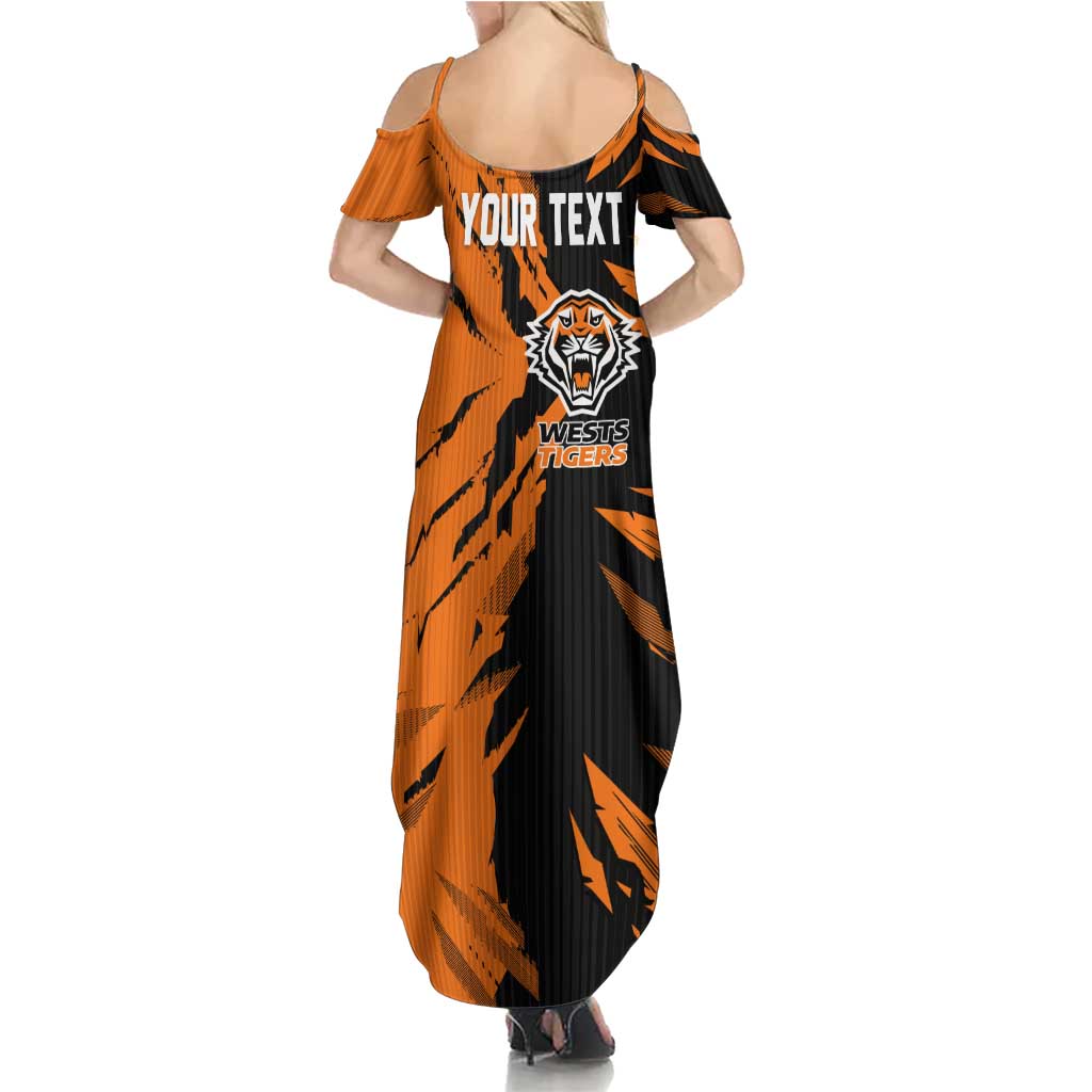 Personalized Wests Tigers Family Matching Summer Maxi Dress and Hawaiian Shirt Dynamic Lightning Mascot Rugby Australia