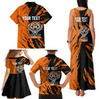 Personalized Wests Tigers Family Matching Tank Maxi Dress and Hawaiian Shirt Dynamic Lightning Mascot Rugby Australia
