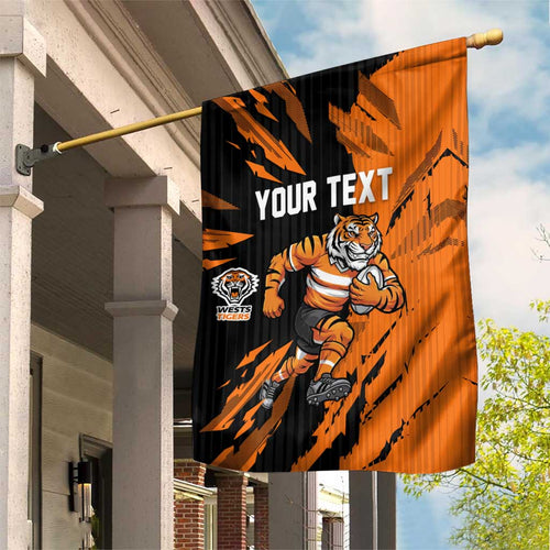 Personalized Wests Tigers Garden Flag Dynamic Lightning Mascot Rugby Australia