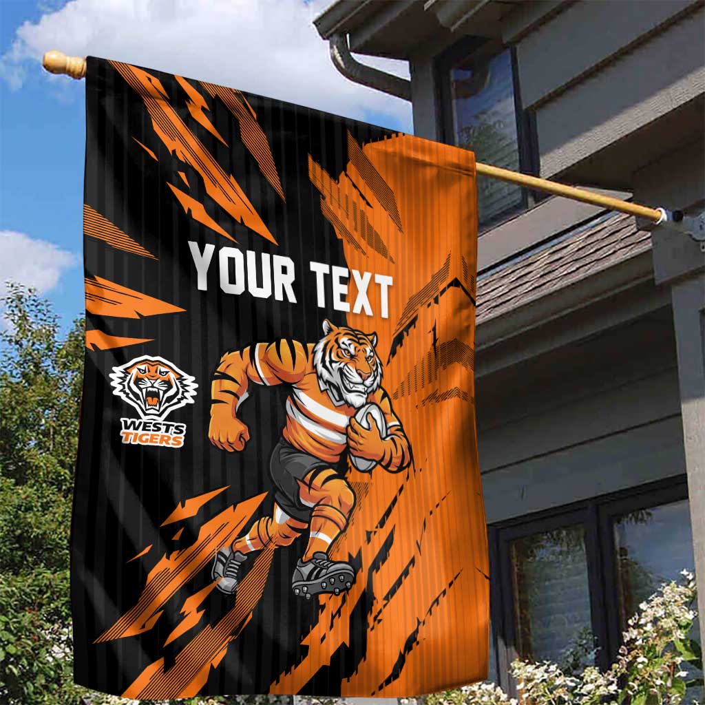 Personalized Wests Tigers Garden Flag Dynamic Lightning Mascot Rugby Australia
