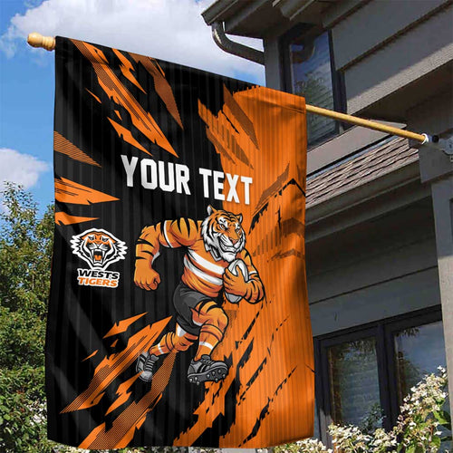 Personalized Wests Tigers Garden Flag Dynamic Lightning Mascot Rugby Australia