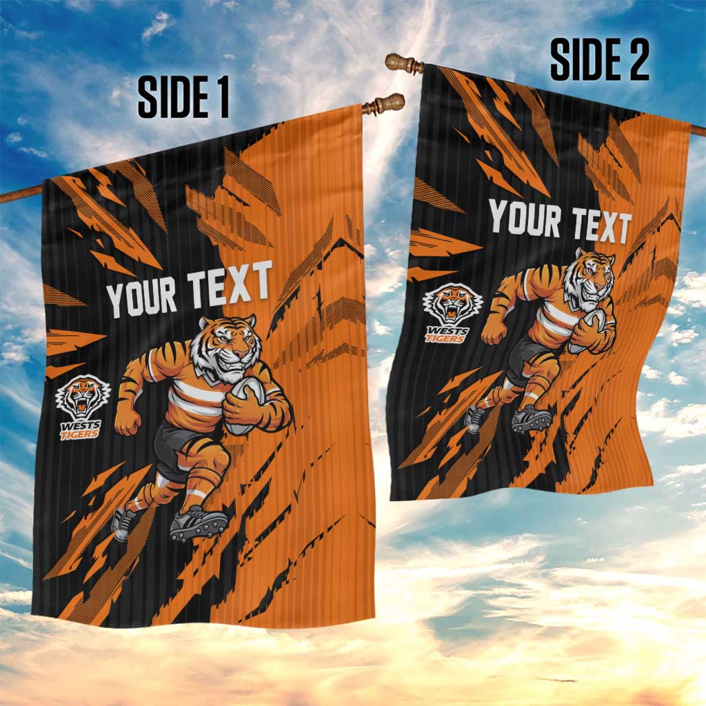 Personalized Wests Tigers Garden Flag Dynamic Lightning Mascot Rugby Australia