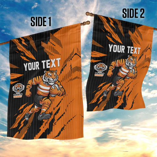 Personalized Wests Tigers Garden Flag Dynamic Lightning Mascot Rugby Australia